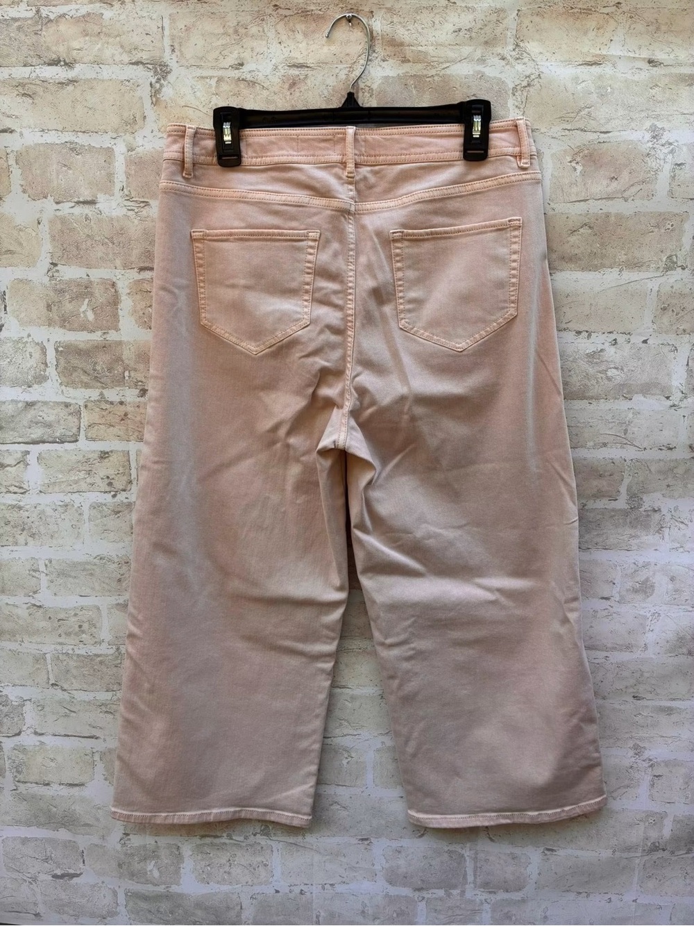 J Jill size 12p High-Rise Button-Fly Wide Crop Jeans Peach - Picture 4 of 7